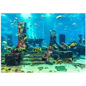 PVC Fish Tank Wall Decorations Sticker, Coral Aquarium Background Underwater Poster, Dual Side 3D Effect Sea-World Pattern (61 x 30cm)