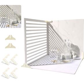 4PCS Double Sided Backdrop Boards, 16x16 inch Waterproof Photo Backdrop with 4PCS Board Brackets, 2PCS Pane Brackets, 1PCS 16x16 inch Window Shadow Pane for Food, Jewelry Photo Shooting
