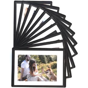 LAGIPA 2.5x3.5" Magnetic Polaroid Picture Frame, Instax Mini Photo Frame for Fridge, Photo Magnets for Fridge, Mini Photo Sleeve Pocket, Wallet Size Frame (Black 10Pcs)