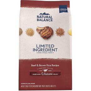 Natural Balance Limited Ingredient Adult Dry Dog Food with Healthy Grains, Beef & Brown Rice Recipe, 4 Pound (Pack of 1)