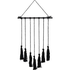 ALXBSONE عرض الصور المعلقة Macrame ديكور جدار الغرفة إطار معلق سلسلة صورة شماعات مع 8 قطع مشابك ديكور مكتب بوهو (شرابات سوداء)