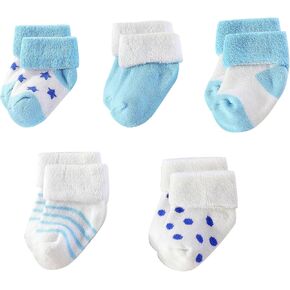 MAMIMAKA Unisex Baby Terry Socks 5-Pack for Baby boy and girl 0-12 Months Warm Cotton Socks