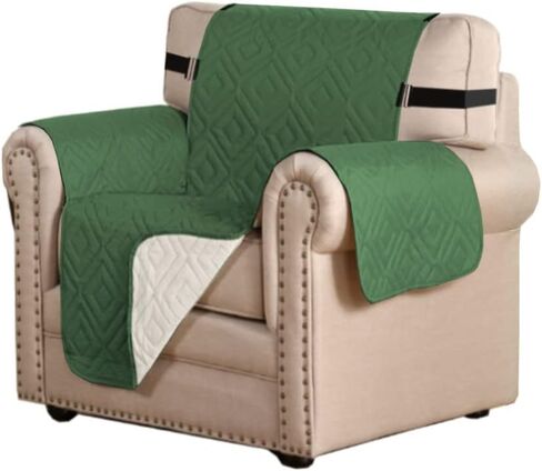 H.VERSAILTEX Reversible Quilted Recliner Covers Water Resistant Furniture Protector for Reclienr Chair with Elastic Straps for Pets Kids Sitting Width Up to 22"(Recliner, Taupe Brown/Beige) in Kuwait