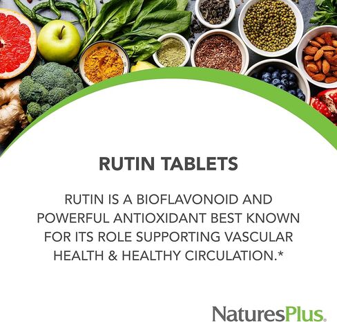 NaturesPlus Rutin 500 mg - 60 Vegetarian Tablets - Vascular & Blood Health Bioflavonoid Supplement - Supports Healthy Capillaries - Antioxidant - Gluten-Free - 60 Servings in Saudi Arabia