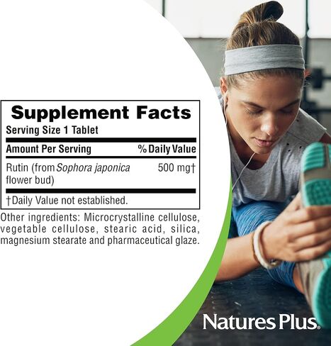 NaturesPlus Rutin 500 mg - 60 Vegetarian Tablets - Vascular & Blood Health Bioflavonoid Supplement - Supports Healthy Capillaries - Antioxidant - Gluten-Free - 60 Servings in Saudi Arabia