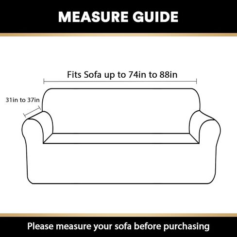 PrinceDeco Couch Covers for 3 Cushion Couch 1-Piece Stretch Sofa Slipcovers Furniture Protector Sofa Covers with Non Slip Elastic Bottom Dogs Pet Friendly Fitted (Sofa, Caramel) in Kuwait