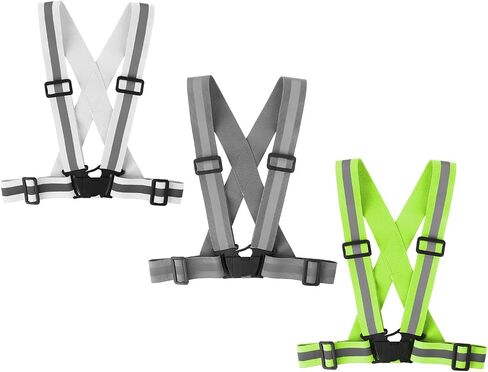 Running Reflective Vest Gear 3 Pack, Adjustable Safety Vest High Visible Reflective Belt Straps Night Walking Vest in Kuwait