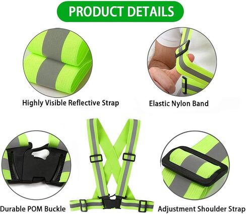Running Reflective Vest Gear 3 Pack, Adjustable Safety Vest High Visible Reflective Belt Straps Night Walking Vest in Kuwait