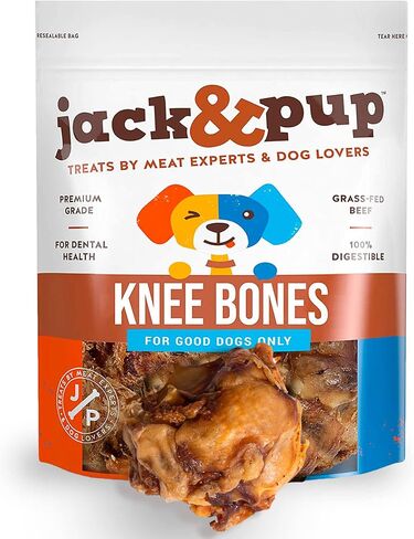 Jack&Pup Beef Bones, Knee Cap for Dogs, Long Lasting Natural Dog Bones, Beef Bone Knee Caps for Large Dogs. (2 Pack) in Saudi Arabia