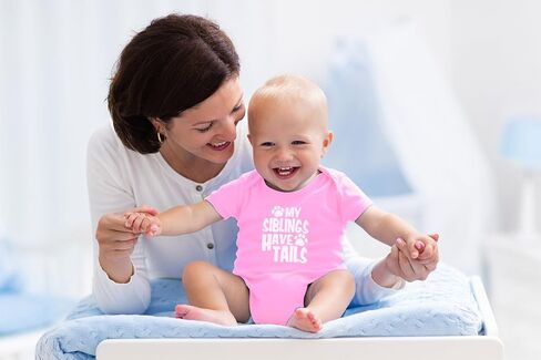 AW Fashions My Siblings Have Tails Baby Bodysuit Funny Cute Newborn Outfit Girl Boy Unisex Romper Clothes in Saudi Arabia