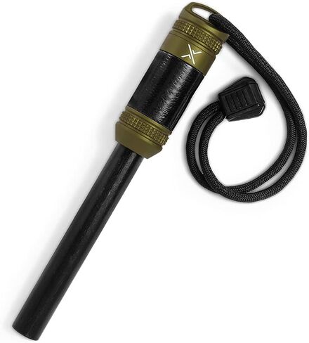 Exotac fireROD XL Ferrocerium Firestarter with Replaceable 1/2 in. Diameter Waterproof Ferro Rod Striker, Heavy-Duty Flammable Repair Tape, and Tinder Capsule Compartment with Included quickLIGHT Tabs in Saudi Arabia