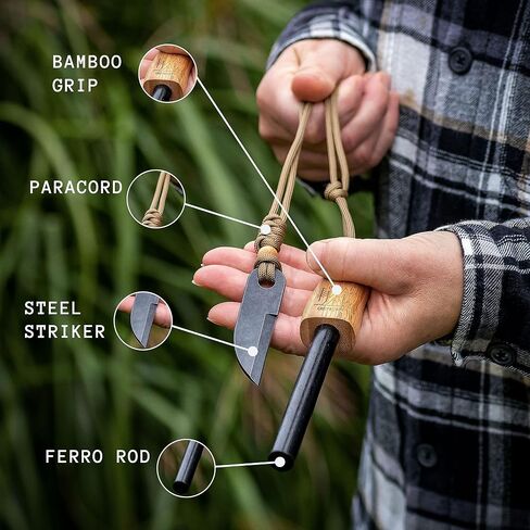 Camp Buddy „Bamboo Fire Starter Kit - Large Magnesium Flint and Steel for Your Bushcraft, Survival, Camping and Fire Starter Backpacking Gear in Saudi Arabia