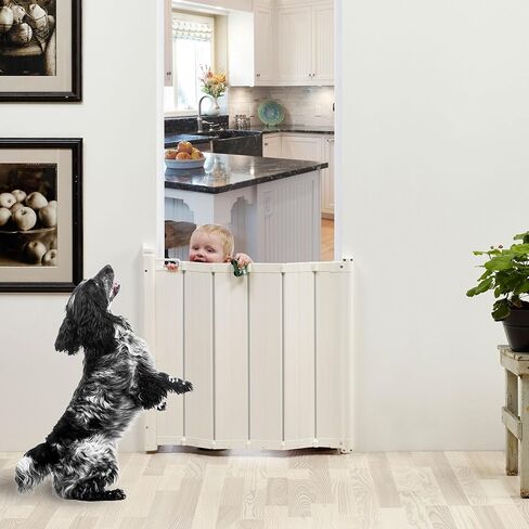 Scandinavian Pet Design 60214-92401 Guard Me Plastic Retractable 22 to 36 Inch Pet Safety Gate Barrier with Quick Release Latch, White in Saudi Arabia