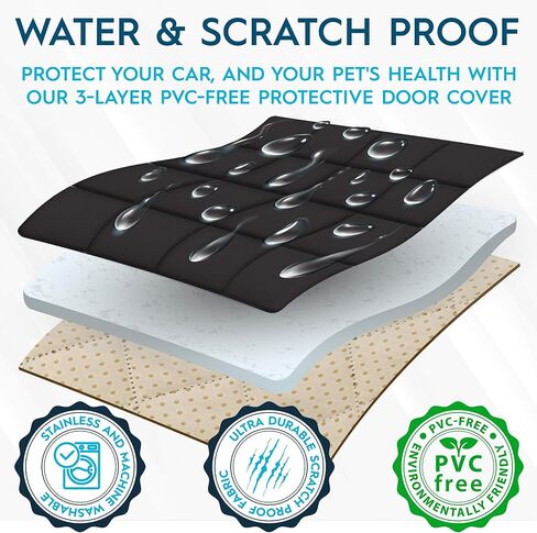 Zone Tech Car Door Pet Barrier - Black Premium Quality Heavy Duty Waterproof, Scratchproof Side Barrier Dog Pet Vehicle Interior Door Cover- Universal Size Fits Cars, Trucks & SUVs (1 Right &1 Left) in Kuwait