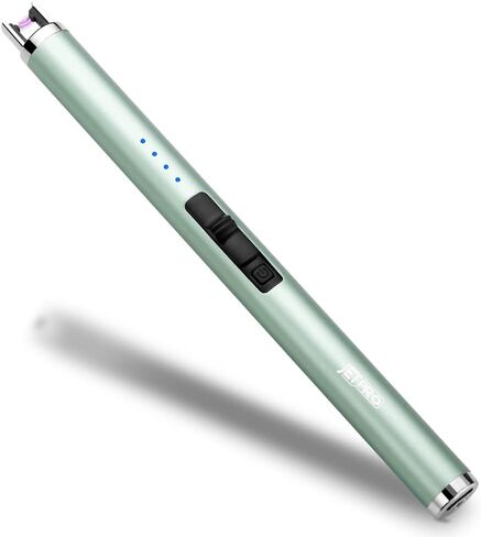 JETPRO USB ولاعة شموع قابلة لإعادة الشحن ولاعة إلكترونية مقاومة للرياح عديمة اللهب مع زر أمان للتخييم والطهي والشواء (أسود) in Kuwait