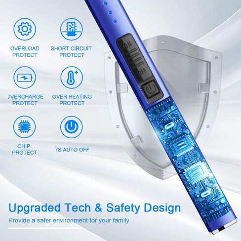 ولاعة كهربائية مقاومة للرياح عديمة اللهب قابلة لإعادة الشحن عبر USB مع قفل أمان للشموع والشواء والتخييم (أرجواني) in Kuwait