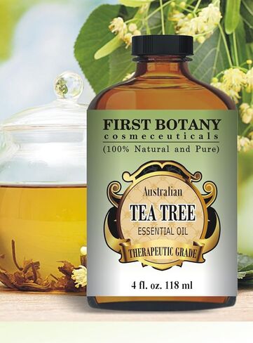 Australian Pure Tea Tree Essential Oil - 4 Fl.oz. with Glass Dropper 100% Natural Therapeutic Oil to Help in Fighting Dandruff, Acne, Toenail Fungus, Yeast Infections, Cold Sores & More. in Kuwait