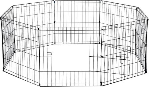 Dog Exercise Pen Pet Playpens for Small Dogs - Puppy Playpen Outdoor Back or Front Yard Fence Cage Fencing Doggie Rabbit Cats Playpens Outside Fences with Door - Metal Wire Foldable 8-Panel 30 sq Foot in Kuwait