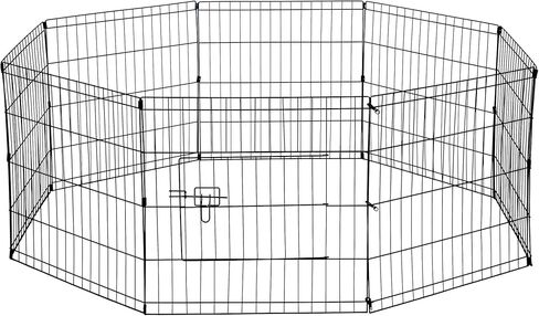 Dog Exercise Pen Pet Playpens for Small Dogs - Puppy Playpen Outdoor Back or Front Yard Fence Cage Fencing Doggie Rabbit Cats Playpens Outside Fences with Door - Metal Wire Foldable 8-Panel 30 sq Foot in Kuwait