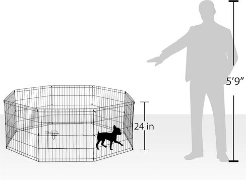Dog Exercise Pen Pet Playpens for Small Dogs - Puppy Playpen Outdoor Back or Front Yard Fence Cage Fencing Doggie Rabbit Cats Playpens Outside Fences with Door - Metal Wire Foldable 8-Panel 30 sq Foot in Kuwait