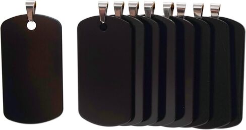 علامات كلب فارغة من الألومنيوم مستطيلة الشكل، علامات تعريف كلب قطط محفورة يدويًا، علامات اسم هوية الحيوانات الأليفة الشخصية، علامة كلب فارغة نحت DIY، مقاس 46 مم × 25 مم، أسود 12 قطعة in Kuwait