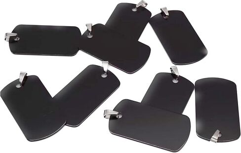 علامات كلب فارغة من الألومنيوم مستطيلة الشكل، علامات تعريف كلب قطط محفورة يدويًا، علامات اسم هوية الحيوانات الأليفة الشخصية، علامة كلب فارغة نحت DIY، مقاس 46 مم × 25 مم، أسود 12 قطعة in Kuwait