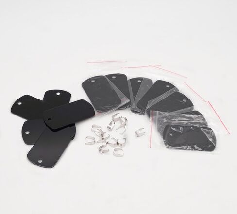 علامات كلب فارغة من الألومنيوم مستطيلة الشكل، علامات تعريف كلب قطط محفورة يدويًا، علامات اسم هوية الحيوانات الأليفة الشخصية، علامة كلب فارغة نحت DIY، مقاس 46 مم × 25 مم، أسود 12 قطعة in Kuwait