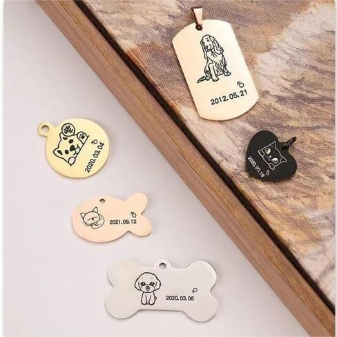 علامات كلب فارغة من الألومنيوم مستطيلة الشكل، علامات تعريف كلب قطط محفورة يدويًا، علامات اسم هوية الحيوانات الأليفة الشخصية، علامة كلب فارغة نحت DIY، مقاس 46 مم × 25 مم، أسود 12 قطعة in Kuwait