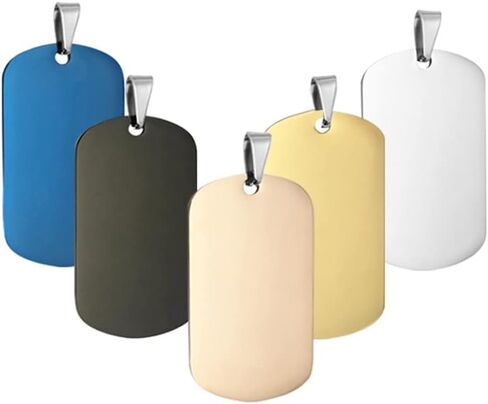 علامات كلب فارغة من الألومنيوم مستطيلة الشكل، علامات تعريف كلب قطط محفورة يدويًا، علامات اسم هوية الحيوانات الأليفة الشخصية، علامة كلب فارغة نحت DIY، مقاس 46 مم × 25 مم، أسود 12 قطعة in Kuwait