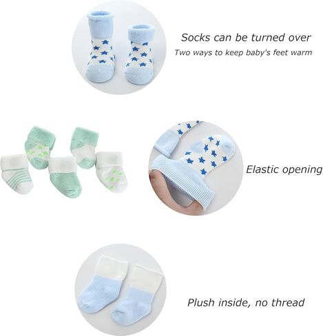 MAMIMAKA Unisex Baby Terry Socks 5-Pack for Baby boy and girl 0-12 Months Warm Cotton Socks in Saudi Arabia