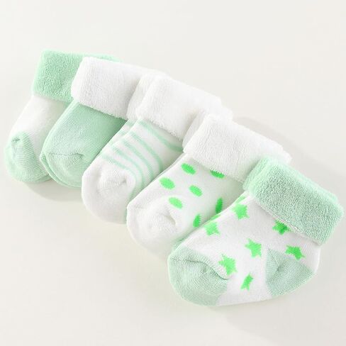 MAMIMAKA Unisex Baby Terry Socks 5-Pack for Baby boy and girl 0-12 Months Warm Cotton Socks in Saudi Arabia
