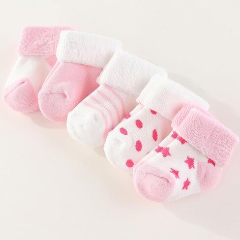 MAMIMAKA Unisex Baby Terry Socks 5-Pack for Baby boy and girl 0-12 Months Warm Cotton Socks in Saudi Arabia