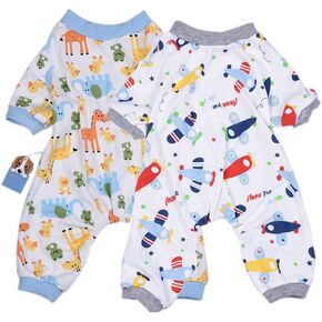 Amakunft 2-Pack Dog Clothes Dogs Cats Onesie Soft Dog Pajamas Cotton Puppy Rompers Pet Jumpsuits Cozy Bodysuits for Small Dogs and Cats in Kuwait