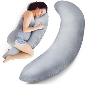 Wesiti 50.4 x 8.7 x 7.9 inches Pregnancy Pillows for Side Sleeping, C Shaped Body Pillow Maternity Pillow with Removable Cover for Pregnant Women Adults Belly Head Back Support Sleep Nursing, Gray in Saudi Arabia