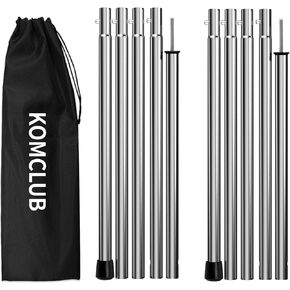 KOMCLUB Telescoping Tarp Poles Adjustable Tent Poles for Tarp Heavy-Duty Design Portable & Lightweight Fiberglass Tent Poles for Shelter Camping Awning 4 Sections Adjustable to 98.51 in(Set of 2) in Kuwait