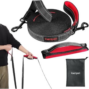 زمام تدريب الكلاب مع مقبض تحكم منزلق من لايتيبيت، خيط طويل بطول 30 قدم من الرصاص شديد التحمل لتدريب الجراء على الطاعة، يتضمن حقيبة تخزين مجانية، الافضل للتدريب واللعب والتخييم in Kuwait