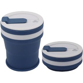 Joyrses silica gel collapsible water cups, coffee cups, improved, cup cover sealed reinforced, 12 oz travel camping cup (blue) in Saudi Arabia