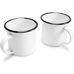 كوب من القصدير للتخييم من بارسيكس مع مقبض خارجي/داخلي، 15 أونصة سائلة 450 مل (عبوة بيضاء من قطعتين) in Kuwait