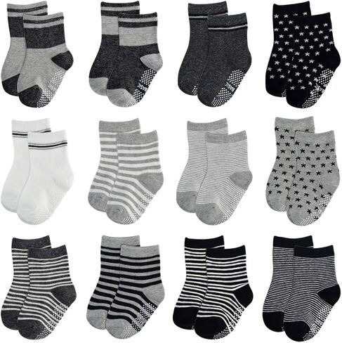 12 زوجًا جوارب أطفال مضادة للانزلاق، جوارب أطفال للجنسين 12-36 شهرًا من 1-3 سنوات in Kuwait