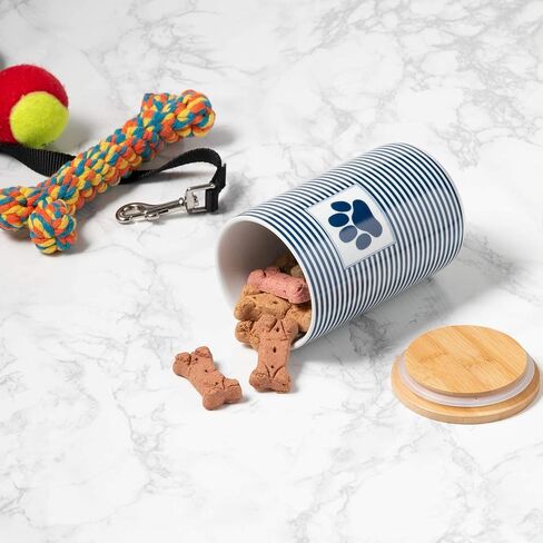 Bone Dry Paw & Patch Ceramic Pet Collection, Treat Canister, 4x6.5, Gray in Kuwait
