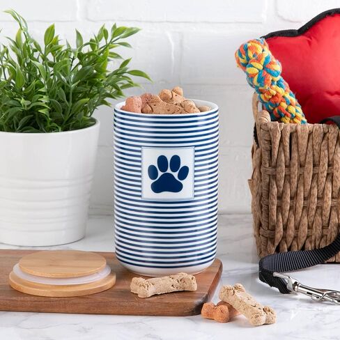 Bone Dry Paw & Patch Ceramic Pet Collection, Treat Canister, 4x6.5, Gray in Kuwait