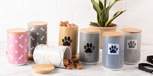 Bone Dry Paw & Patch Ceramic Pet Collection, Treat Canister, 4x6.5, Gray in Kuwait