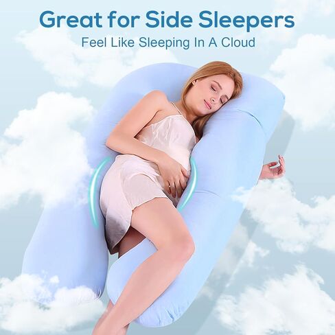 Tree.NB Full Body Pregnancy and Kid U Shape Pillow for Maternity and Pregnant Women, Blue (130 * 70 * 15CM) in Saudi Arabia