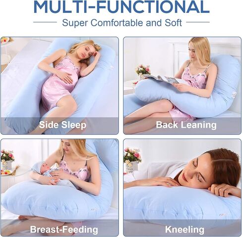 Tree.NB Full Body Pregnancy and Kid U Shape Pillow for Maternity and Pregnant Women, Blue (130 * 70 * 15CM) in Saudi Arabia