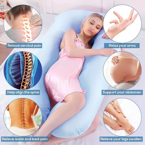 Tree.NB Full Body Pregnancy and Kid U Shape Pillow for Maternity and Pregnant Women, Blue (130 * 70 * 15CM) in Saudi Arabia