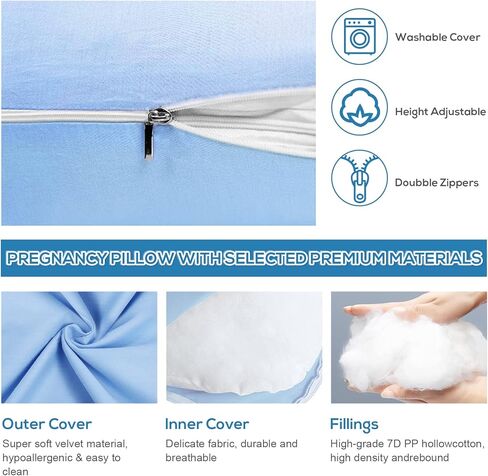 Tree.NB Full Body Pregnancy and Kid U Shape Pillow for Maternity and Pregnant Women, Blue (130 * 70 * 15CM) in Saudi Arabia