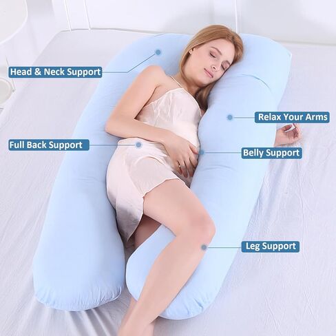 Tree.NB Full Body Pregnancy and Kid U Shape Pillow for Maternity and Pregnant Women, Blue (130 * 70 * 15CM) in Saudi Arabia