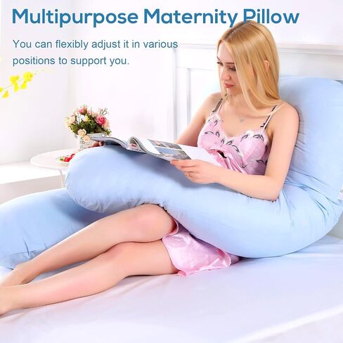 Tree.NB Full Body Pregnancy and Kid U Shape Pillow for Maternity and Pregnant Women, Blue (130 * 70 * 15CM) in Saudi Arabia