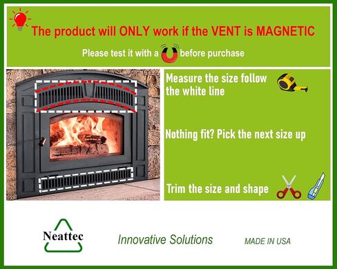 Neattec سدادة مسودة مدفأة مغناطيسية - غطاء مدفأة لمنع الهواء البارد من فتحة التهوية لمنع فقدان الحرارة - شاشة مدفأة مغناطيسية - أغطية فتحات تهوية مدخنة داخلية - 40 بوصة × 6 بوصة - عبوة من 2 in Saudi Arabia
