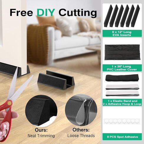 سدادة باب من Leondr مقاس 36 بوصة مقاومة للماء تحت الباب مانعة للضوضاء عازلة للصوت وقابلة للقطع شبه منحرف قوي لاصق للطقس وتجريد ختم الباب تحت الباب لتقليل الغبار واكتساح باب الهواء، أبيض in Kuwait